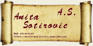 Anita Sotirović vizit kartica